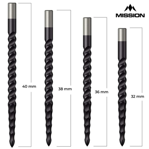 Mission Lunar CS Dart Points Rough Cut Black 32/36/38/40 mm