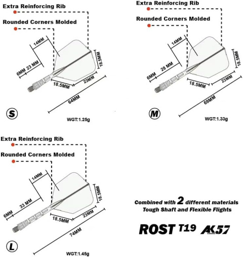 CUESOUL ROST T19 INTEGRATED DART FLIGHTS - BIG STANDARD Clear