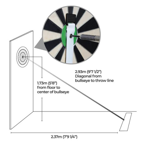 Mission Retractable Dartboard Measure Board And Oche Guide