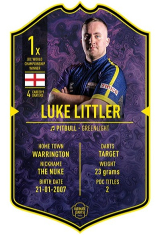 LUKE LITTLER ULTIMATE DARTS CARD