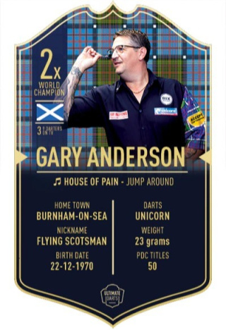 GARY ANDERSON ULTIMATE DARTS CARD